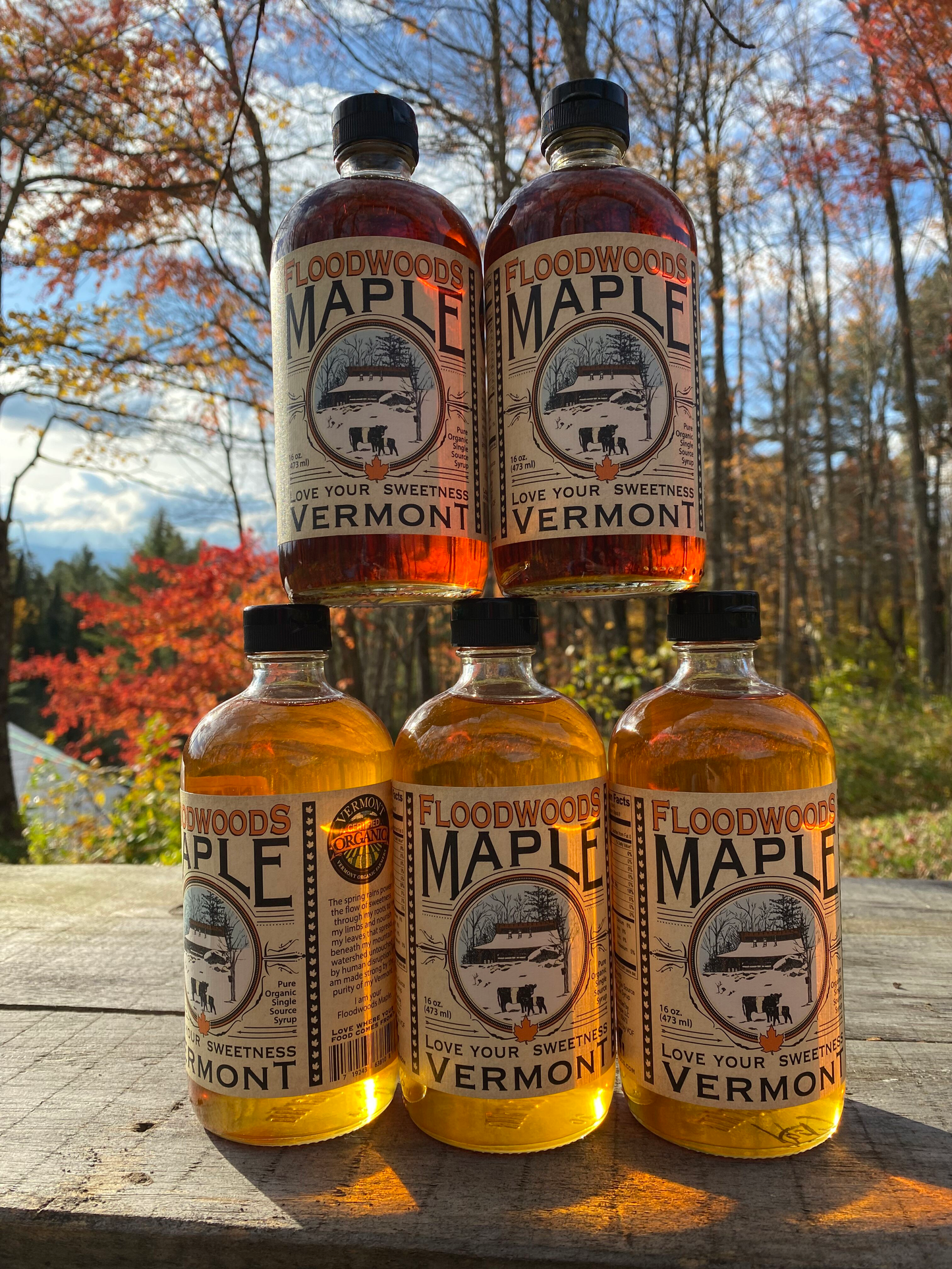 Organic Vermont Maple Syrup 16oz Boston Round Bottle
