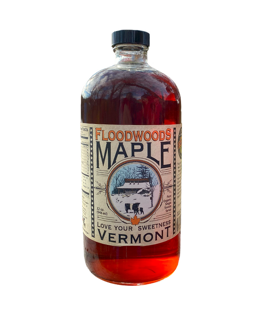 Organic Vermont Maple Syrup 32oz Boston Round Bottle